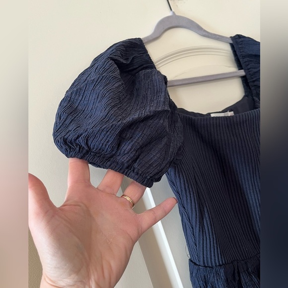 NWT Lush Brand Navy Short Sleeve Tiered Dress Women’s Size Medium - Picture 7 of 15